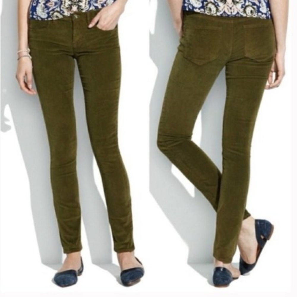 Madewell Oliver green corduroy skinny jeans